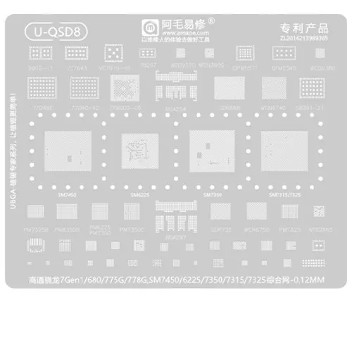 Replacement for AMAOE U-QSD8 BGA REWORK STENCIL - Quality Phone Parts in Sri Lanka